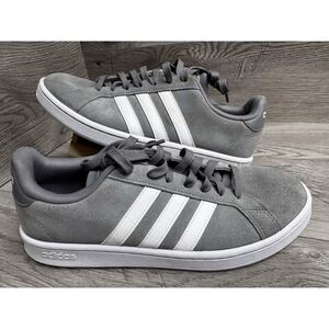 Adidas Grand Court F36412 Gray Suede Shoes Sneakers Size Mens 9.5 Womens 11